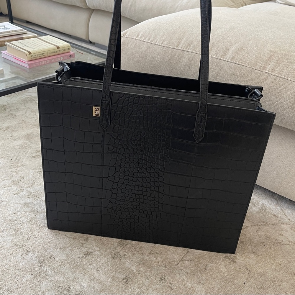 BÉIS The Large Work Tote, Black Croc